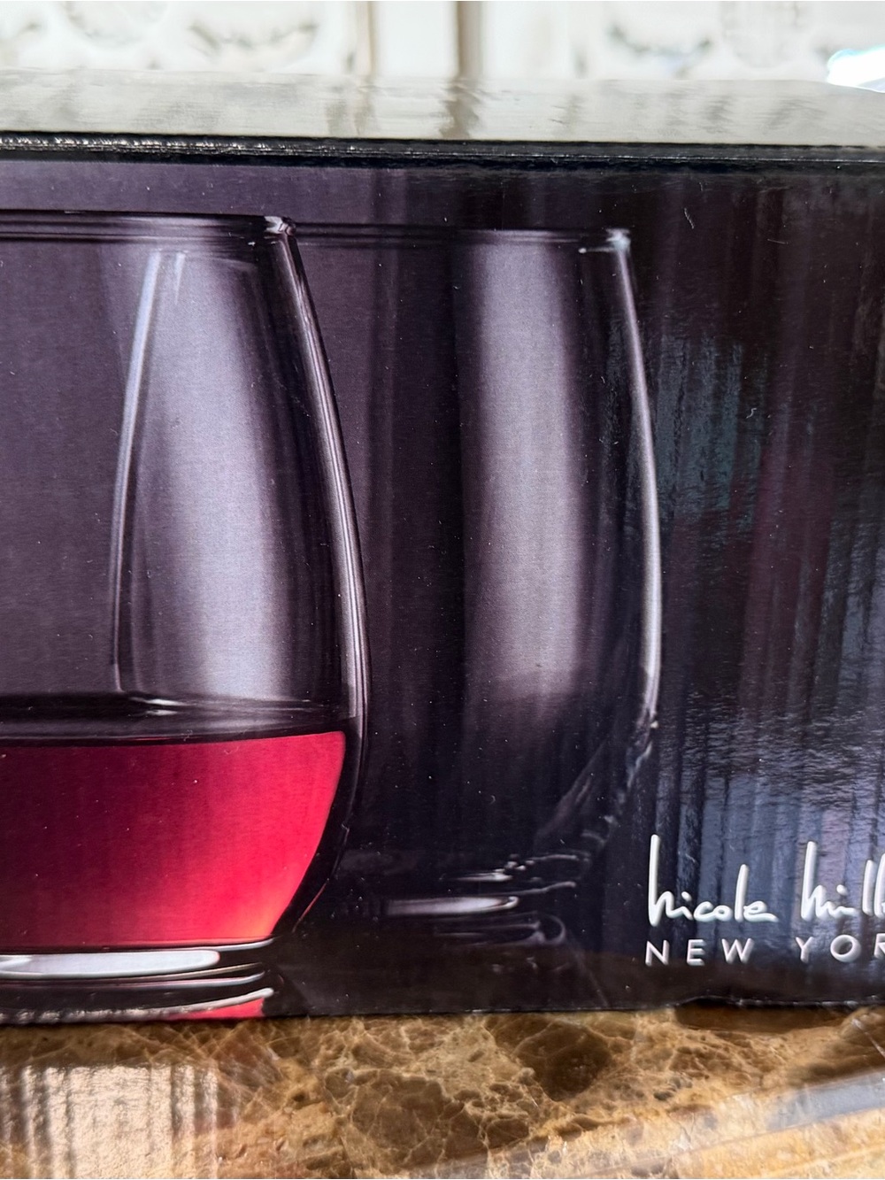 Nicole Miller Purple Stemless Wine Glasses Set - Deep Purple Tint